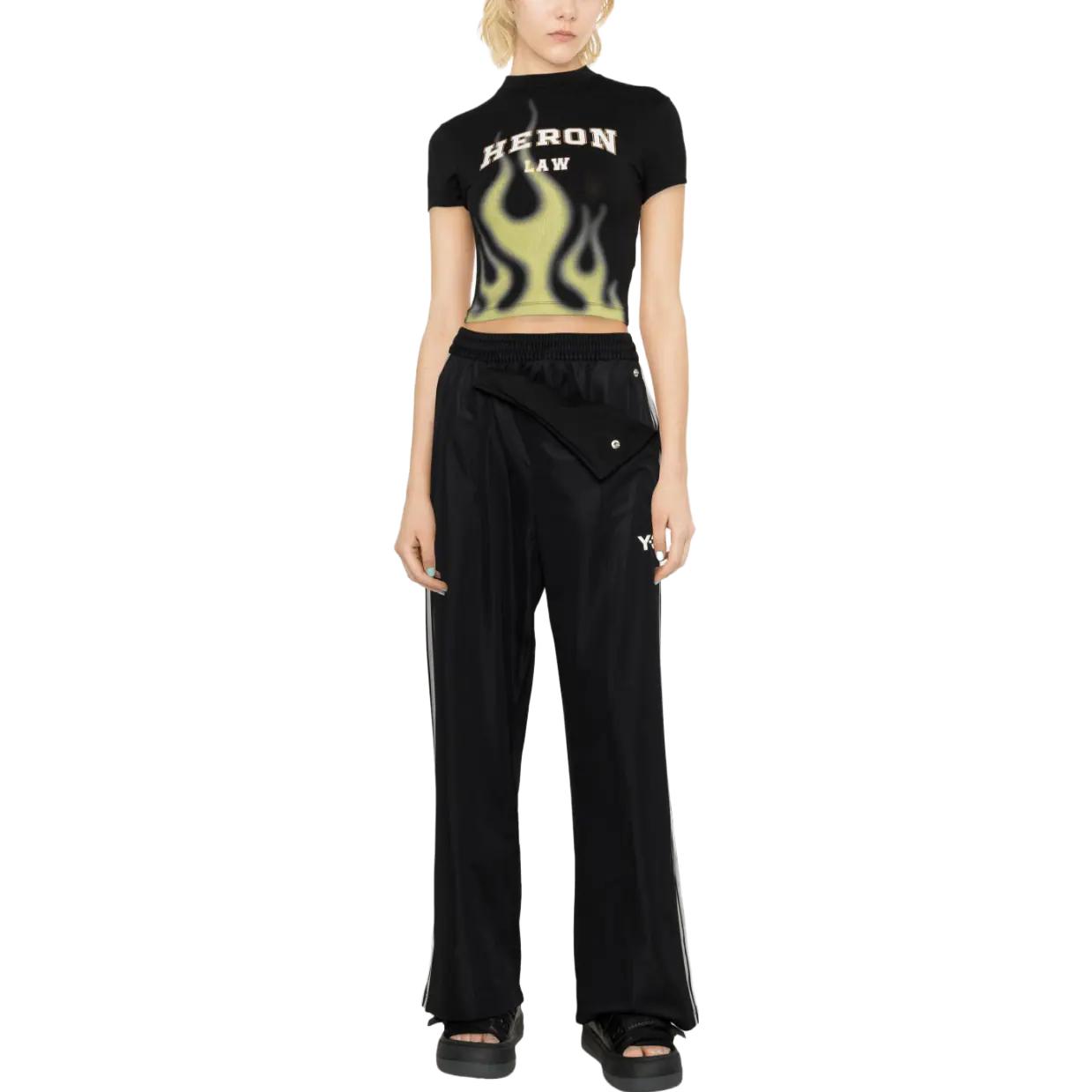 Lookbook (Women) Y-3 Black Wide-Leg Track Pants with Striped Logo Print H63060