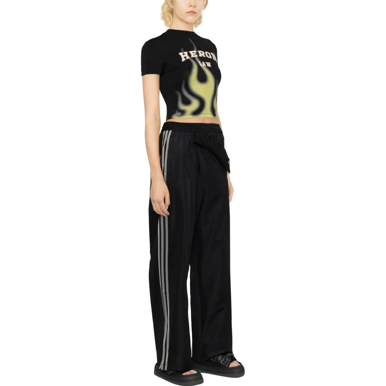Purchase (Women) Y-3 Black Wide-Leg Track Pants with Striped Logo Print H63060