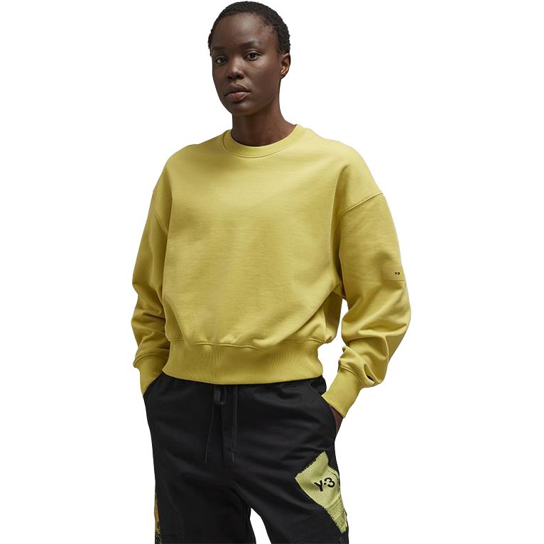(Women) Y-3 Casual Minimalist Crewneck Sweatshirt Yellow IP7679