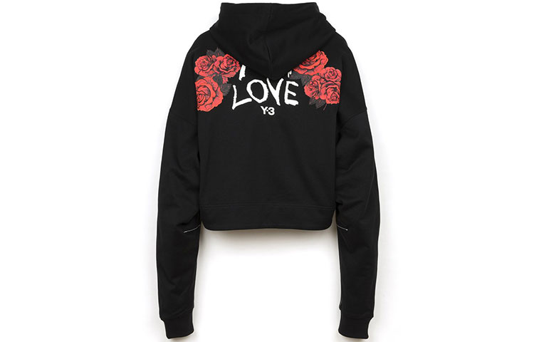 (Women) Y-3 Casual Printed Long Sleeve Hoodie - Black DY7224