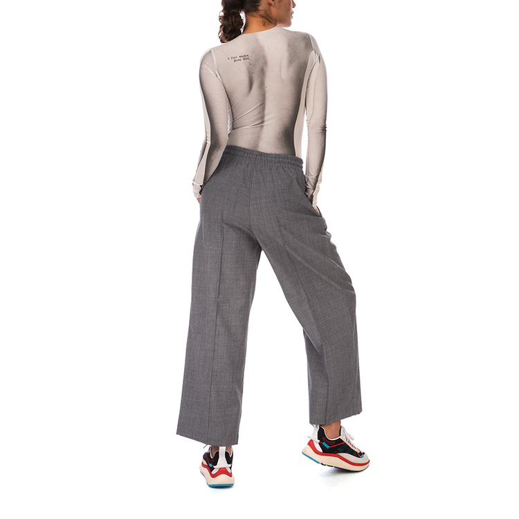 Details for (W) Y-3 Celana Kain Wool Lebar Abu-abu Klasik GK4461