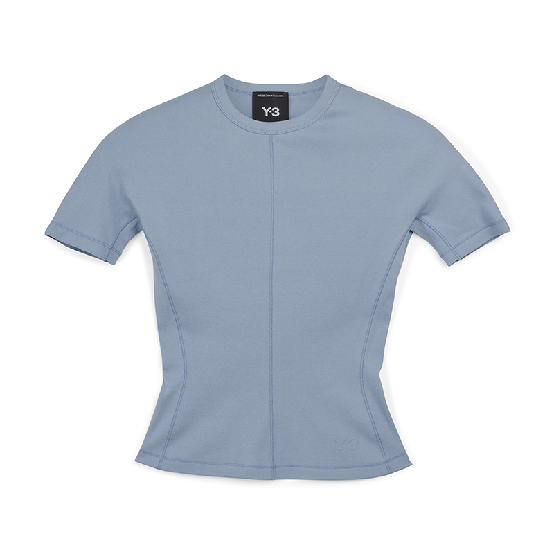 (Women) Y-3 Fitted  Short Sleeve Crew Neck Tee Light Blue JE3421
