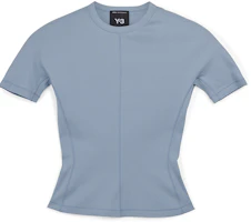 (Women) Y-3 Fitted Short Sleeve Crew Neck Tee Light Blue JE3421 (Women) Y-3 Fitted Short Sleeve Crew Neck Tee Light Blue JE3421