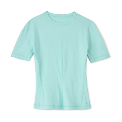 (Women) Y-3 Fitted SS Tee Women’s Crewneck Stretch Short Sleeve T-Shirt Cyan. IV7751