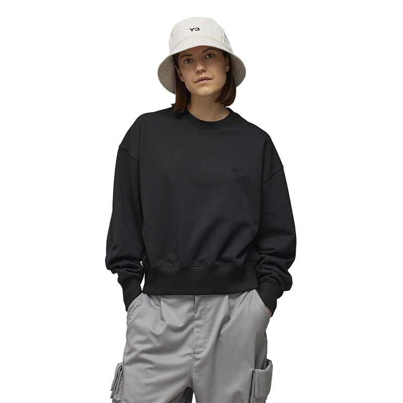 Lookbook (W) Y-3 FT Crew Sweat Black Pullover Sweatshirt Hitam. 50-IV5567