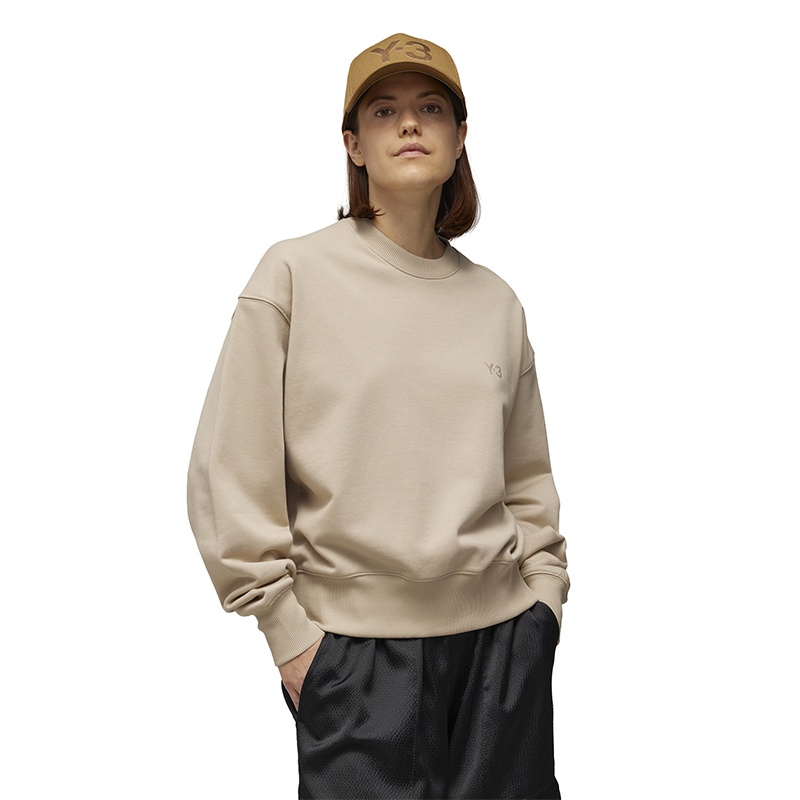 Lookbook (W) Y-3 FT 크루 스웨트 카키 캐주얼 긴소매 풀오버 스웨터. 50-IV5569