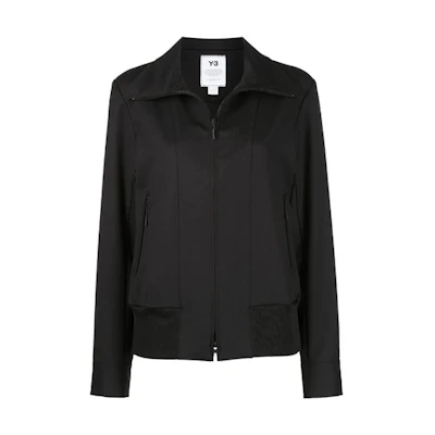 (Women) Y-3 FW21 Black Zip-Up Track Jacket with Colorblock Design. HB6343