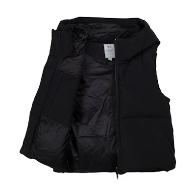 (Women) Y-3 FW22 Black Down Puffer Vest with Logo Print Hoodie HN4310