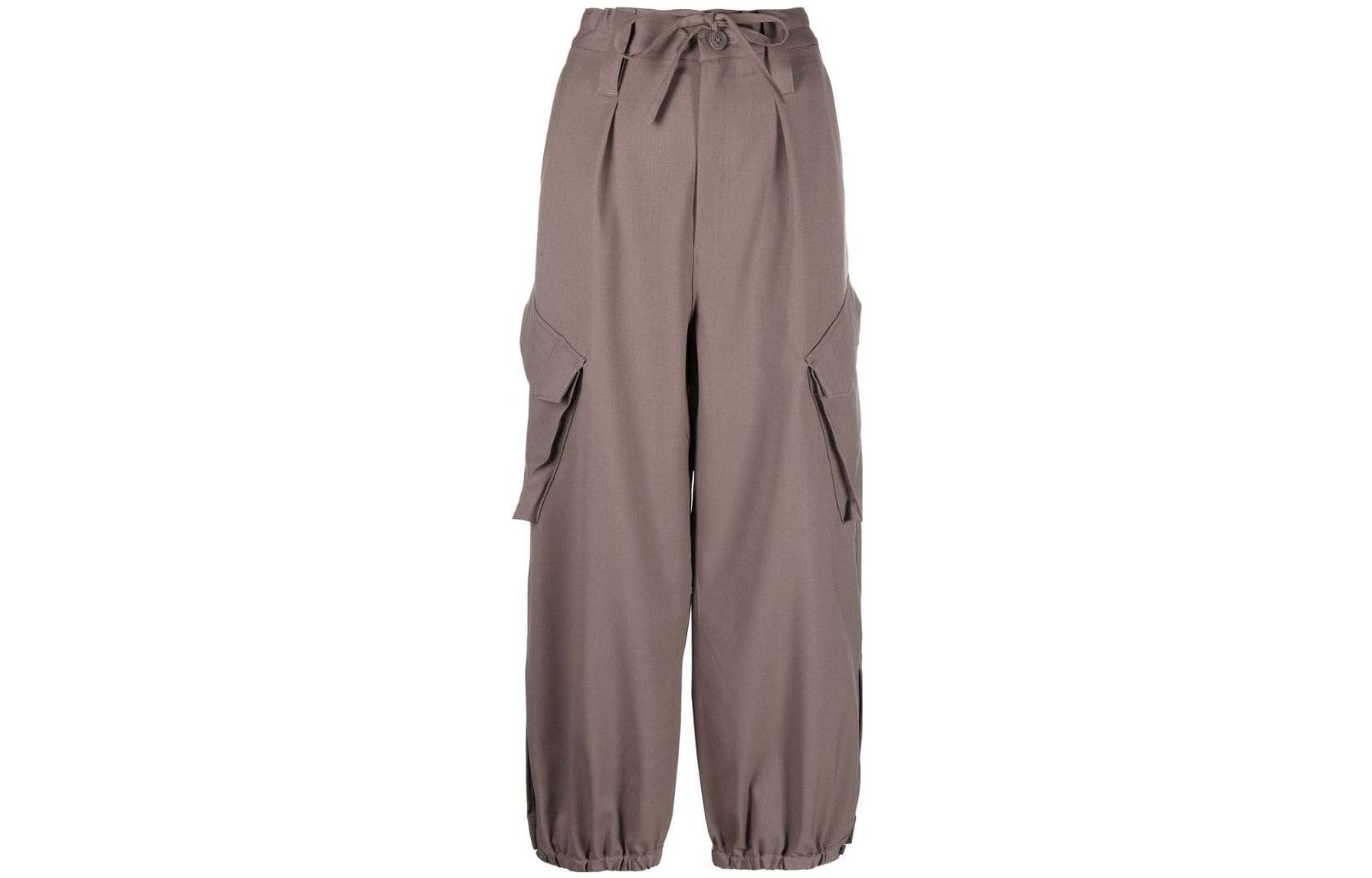 (Women) Y-3 FW22 Brown Cargo Pants with Elastic Waist and Utility Pockets HS7524-TECEAR