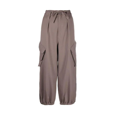 (Women) Y-3 FW22 Brown Cargo Pants with Elastic Waist and Utility Pockets HS7524-TECEAR