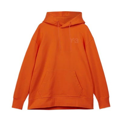 (Women) Y-3 FW22 Orange Hoodie with Logo Print and Kangaroo Pocket HT4498