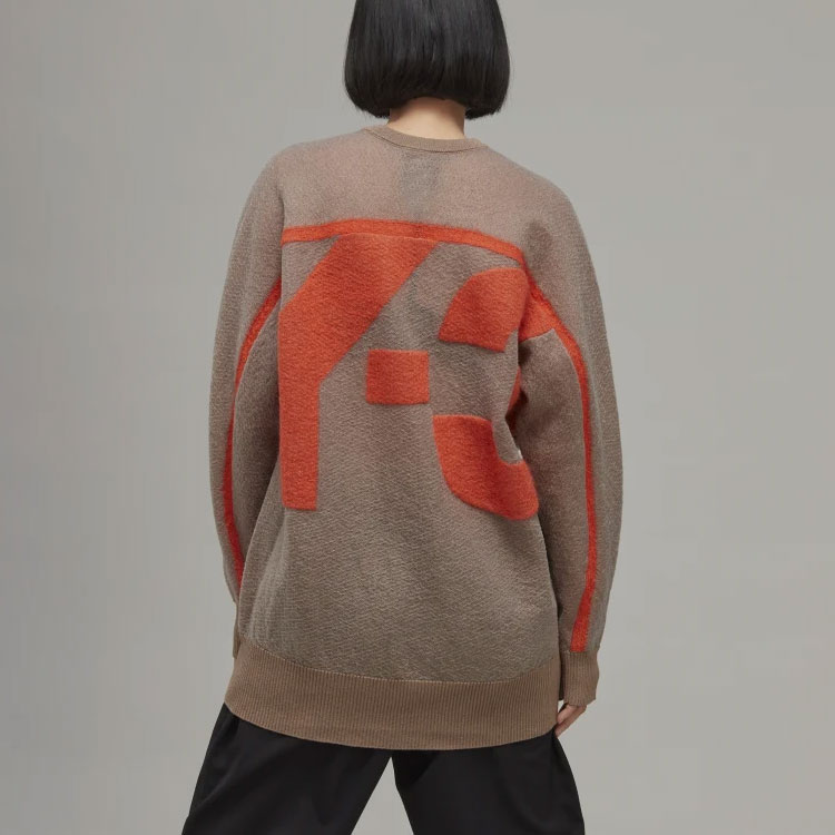 Details for (W) Y-3 FW22 Oversized Knit Logo Sweater Coklat HS9818