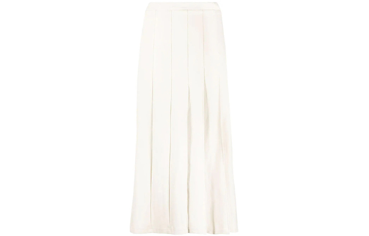 (Women) Y-3 High-Waisted Pleated Midi Skirt  White. H61957