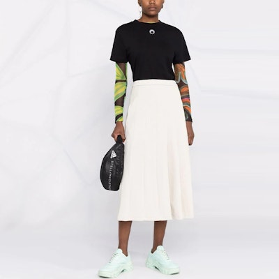 (W) Y-3 高腰百褶中长裙 白色 H61957 Lookbook (W) Y-3 高腰百褶中长裙 白色 H61957