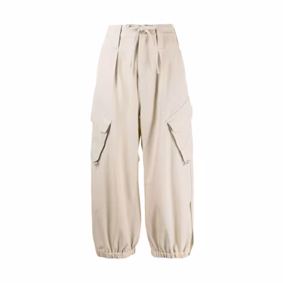 (Women) Y-3 High-Waisted Wool-Blend Cargo Pants in Khaki HB6341