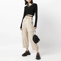 Lookbook (Women) Y-3 High-Waisted Wool-Blend Cargo Pants in Khaki HB6341