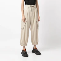 Shop (Women) Y-3 High-Waisted Wool-Blend Cargo Pants in Khaki HB6341
