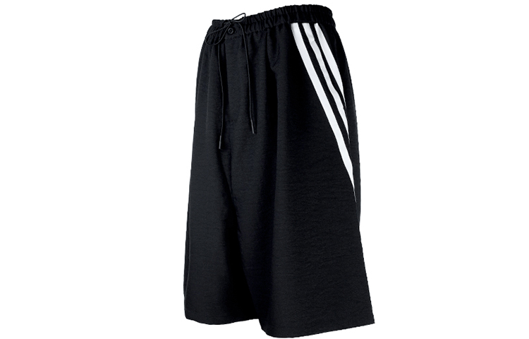 Shop (Women) Y-3 Loose Fit Colorblock Striped Black Casual Shorts HG6117