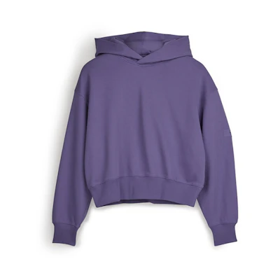 (Women) Y-3 Purple Solid Color Relaxed Long Sleeve Pullover Sweatshirt IP7677