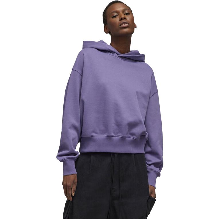 Shop (W) Y-3 퍼플 솔리드 컬러 릴랙스드 긴팔 풀오버 스웻셔츠 IP7677