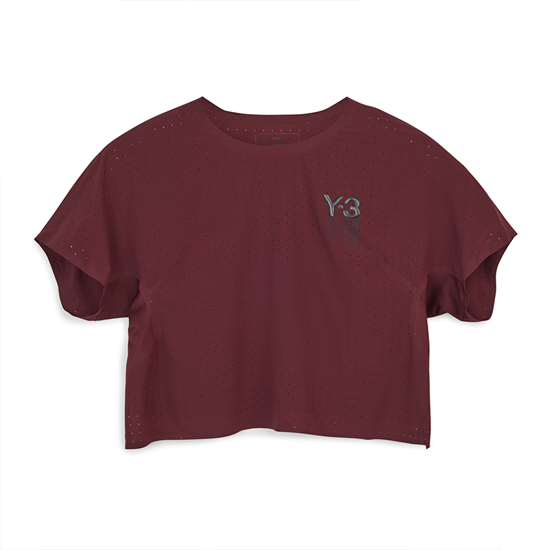 (Women) Y-3 RUN SS Tee  Short Sport Breathable T-Shirt Maroon. 50-IV5561