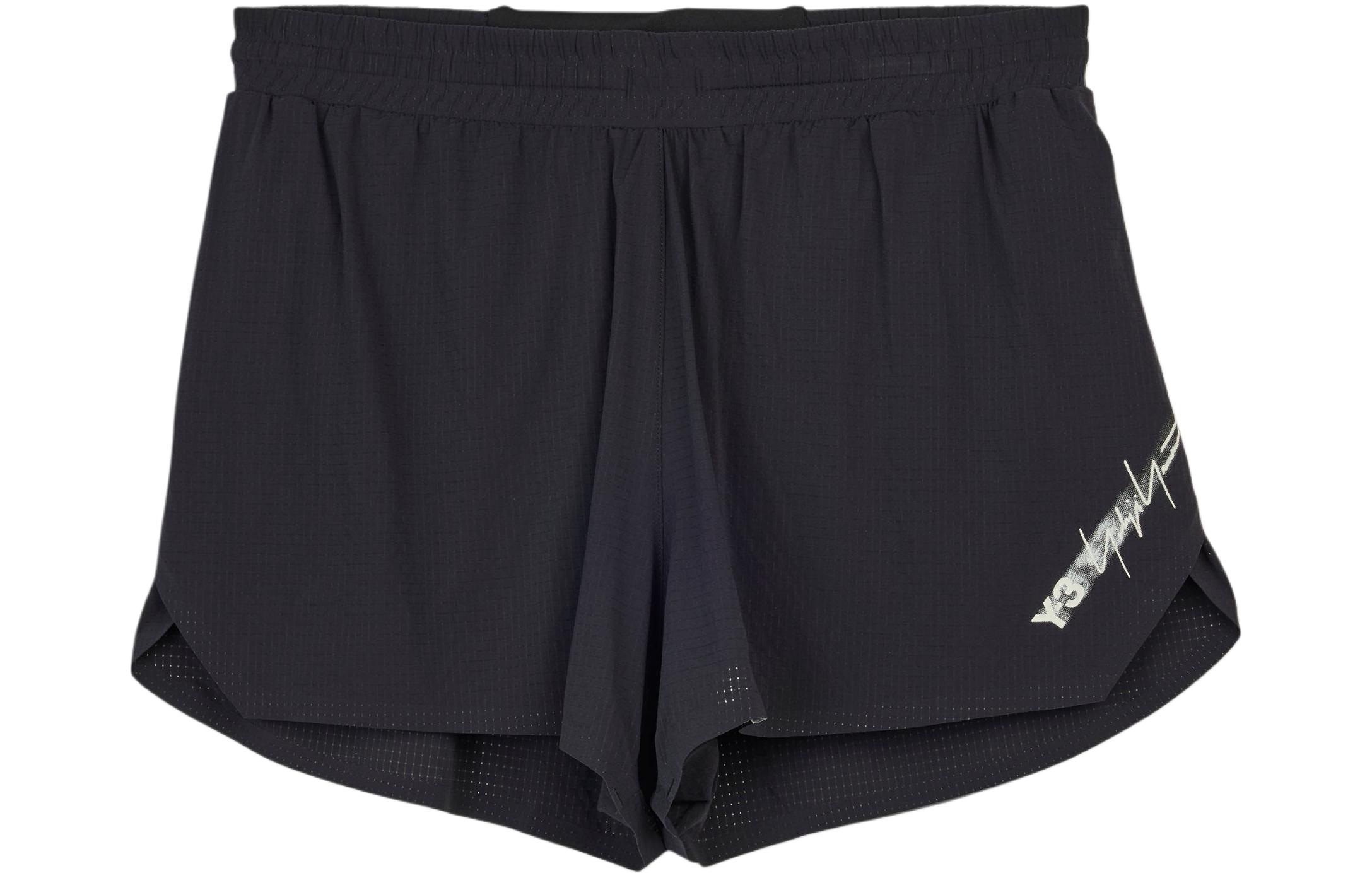 (Women) Y-3 Running Shorts  Black, Elastic Waistband, Lettered Print Design. IR7099