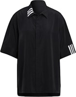 (Women) Y-3 SS21 Black Short Sleeve Shirt with Striped Detail & Button Collar HG8534 (Women) Y-3 SS21 Black Short Sleeve Shirt with Striped Detail & Button Collar HG8534