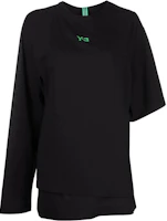 Order (W) Y-3 SS22 非對稱標誌印花黑色短袖T恤。 HD3588