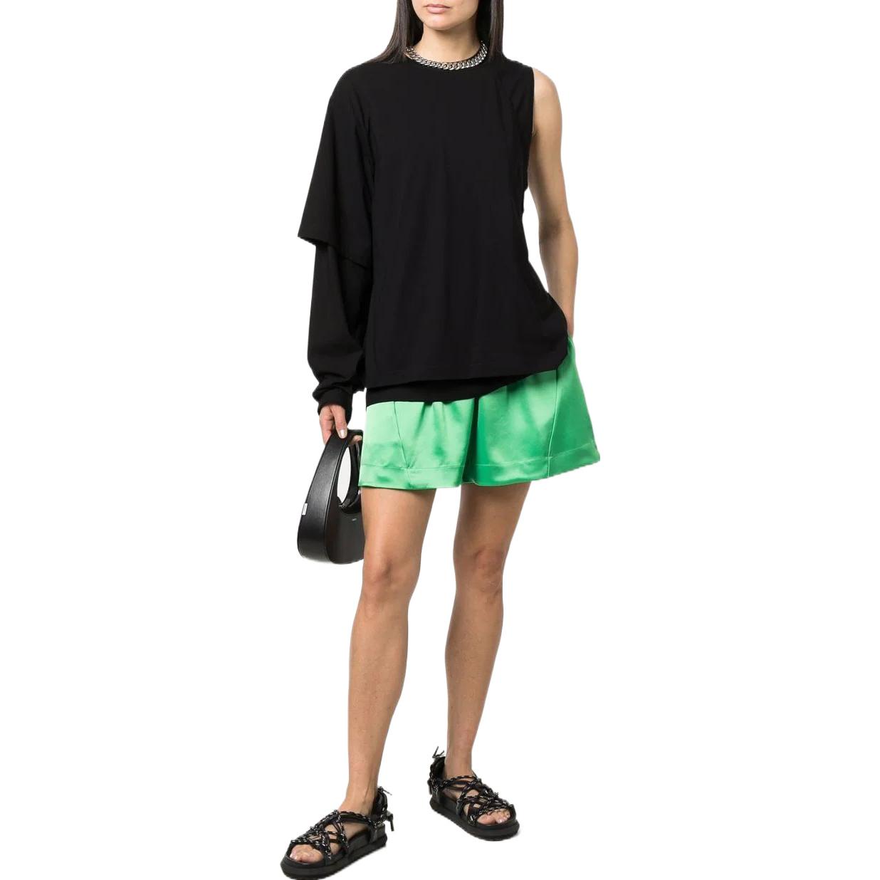 Shop (W) Y-3 SS22 비대칭 로고 프린트 반팔 티셔츠 블랙. HD3588