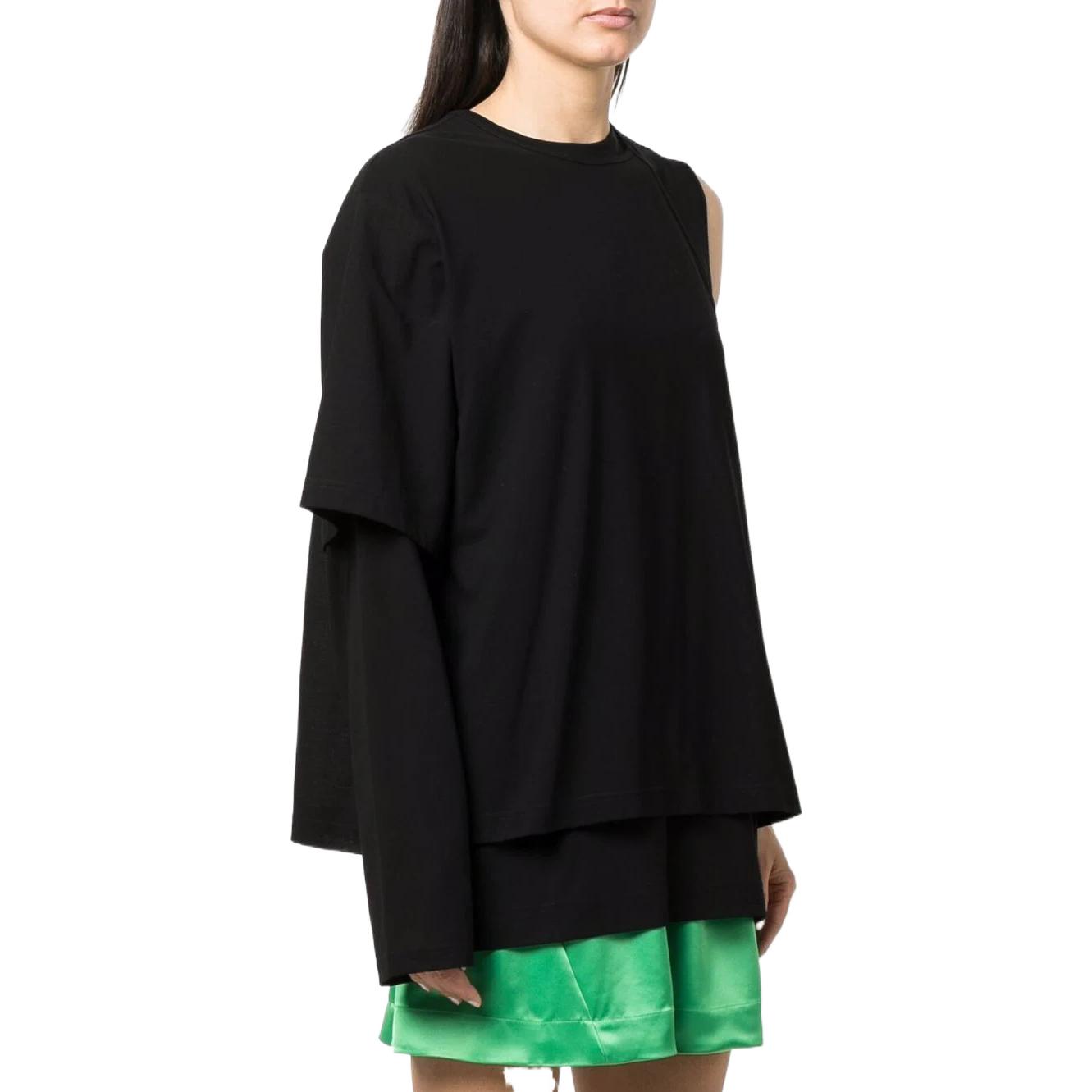 Purchase (W) Y-3 SS22 비대칭 로고 프린트 반팔 티셔츠 블랙. HD3588