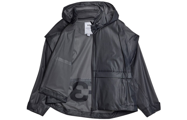 Order (W) Chaqueta con Capucha Translúcida Y-3 SS22 Color Sólido Negra. HG8673