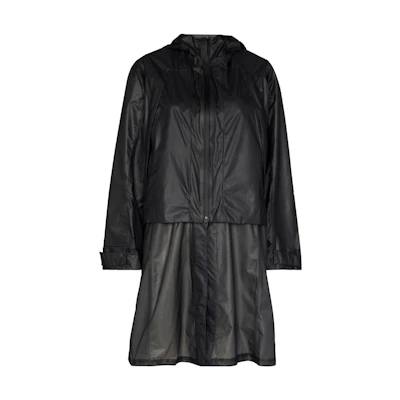 (Women) Y-3 SS22 Black Solid Mid-Length Hooded Coat HG8672