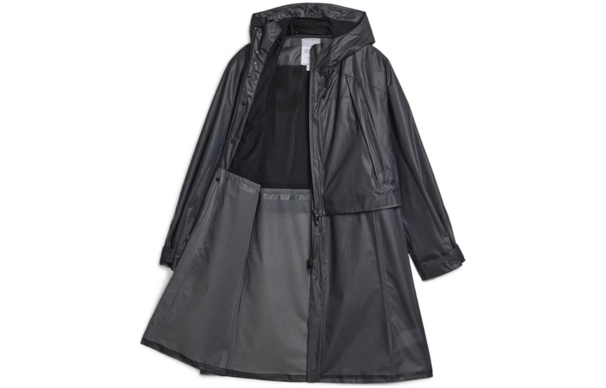 Lookbook (W) Y-3 SS22 블랙 솔리드 미드 렝스 후드 코트 HG8672