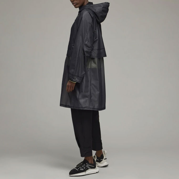 Details for (W) Y-3 SS22 블랙 솔리드 미드 렝스 후드 코트 HG8672