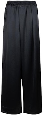 (W) Y-3 SS23 Celana Panjang Satin Hitam Wide-Leg dengan Logo Minimalis. H63037 Order (W) Y-3 SS23 Celana Panjang Satin Hitam Wide-Leg dengan Logo Minimalis. H63037