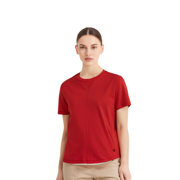 Details for (W) Y-3 SS23 Slim Fit Crew Neck T-Shirt Orange Kaos Pria Oranye HY1250