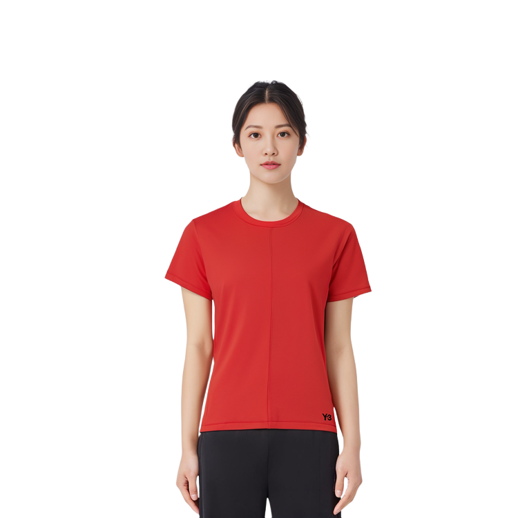 Cheap (W) Y-3 SS23 Slim Fit Crew Neck T-Shirt Orange Kaos Pria Oranye HY1250