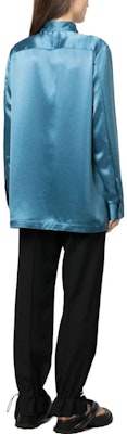(Women) Y-3 SS23 Blue Satin Long Sleeve Shirt with Zipper Pocket IA1445 Shop (Women) Y-3 SS23 Blue Satin Long Sleeve Shirt with Zipper Pocket IA1445