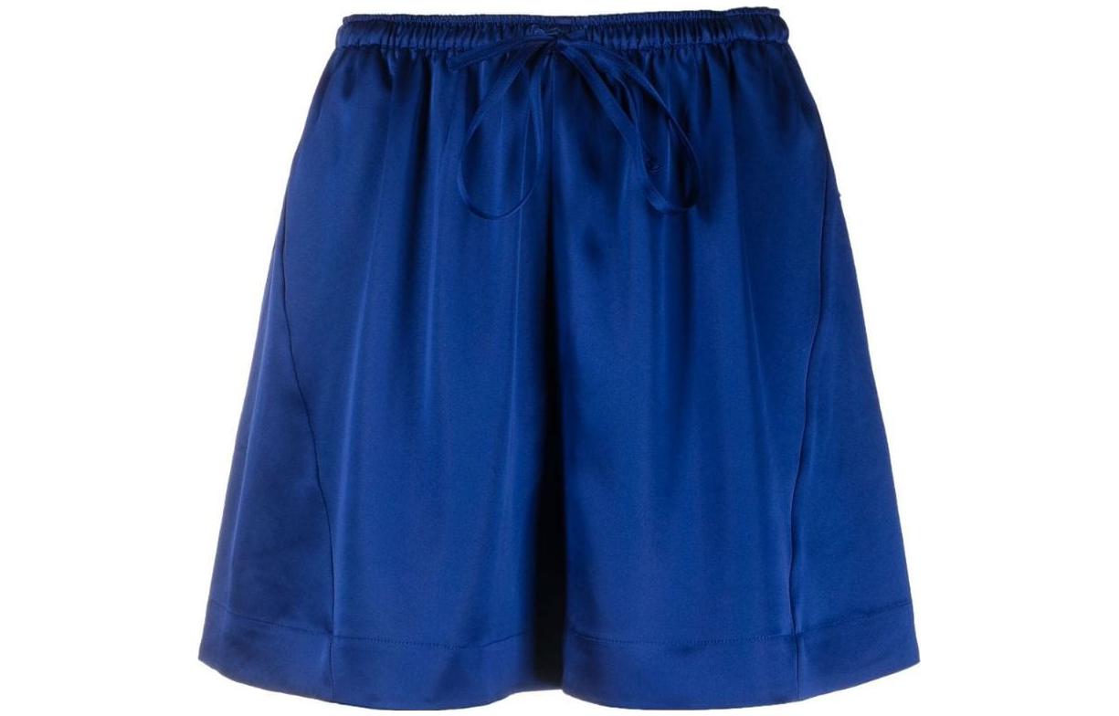 (Women) Y-3 SS23 Blue Solid Elastic Waist Straight Shorts IA1444