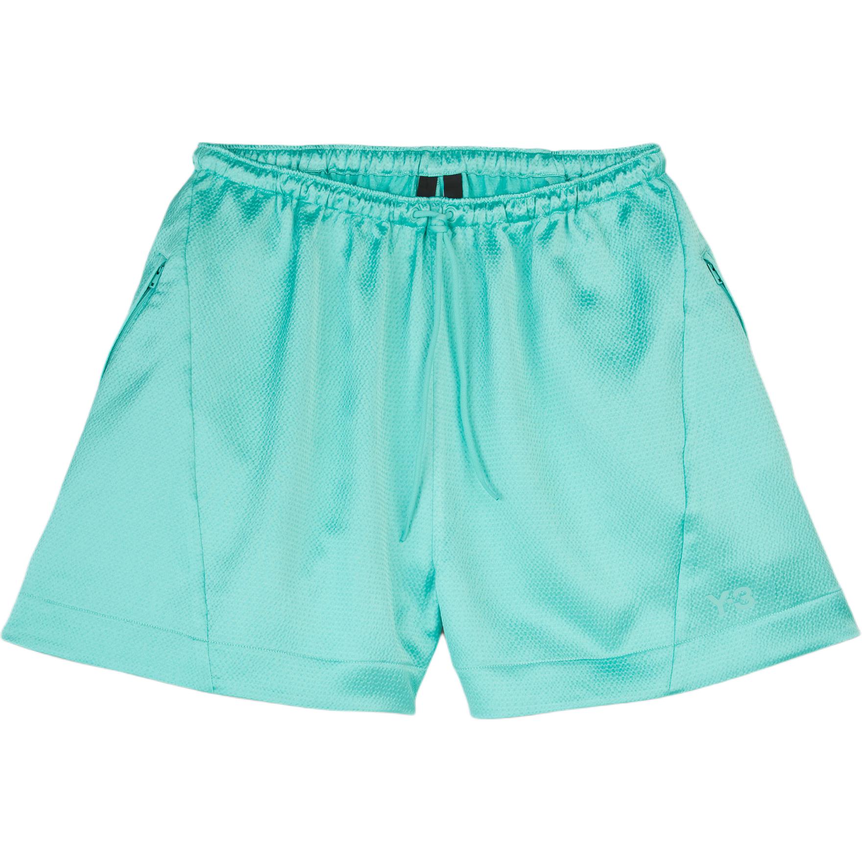 (Women) Y-3 Tech Seersucker  Relaxed Tie-Waist Shorts in Light Mint Green. IV7748