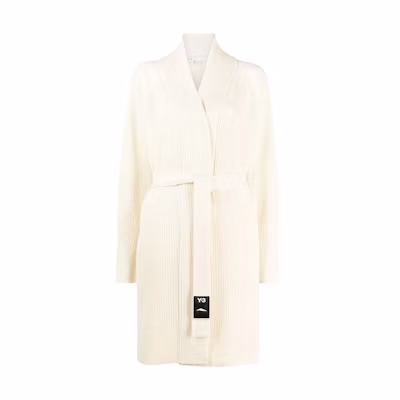(Women) Y-3 White Ribbed Knit Cardigan Coat GK4844