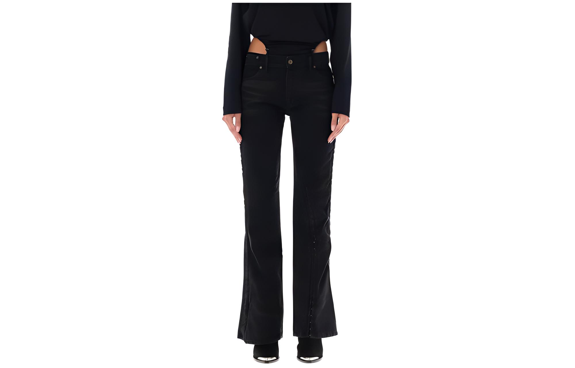 (Women) Y/Project  Black Solid Zipper Loose Straight Jeans. WJEAN43S25D15LIGHTRUST