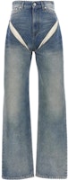 (Women) Y/Project Blue Straight-Leg Jeans with Contrast Zipper Fly. JEAN53S25RINSED-BLUE (Women) Y/Project Blue Straight-Leg Jeans with Contrast Zipper Fly. JEAN53S25RINSED-BLUE