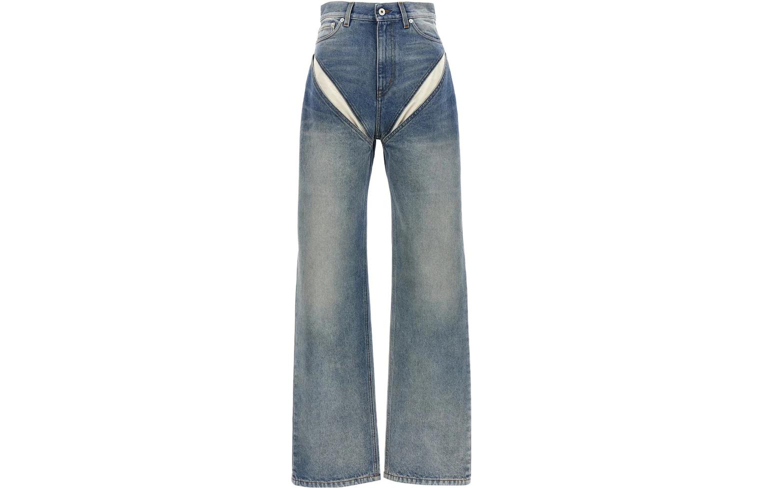 Order (W) Y/Project Jeans Biru Kaki Lurus dengan Zip Kontras. JEAN53S25RINSED-BLUE