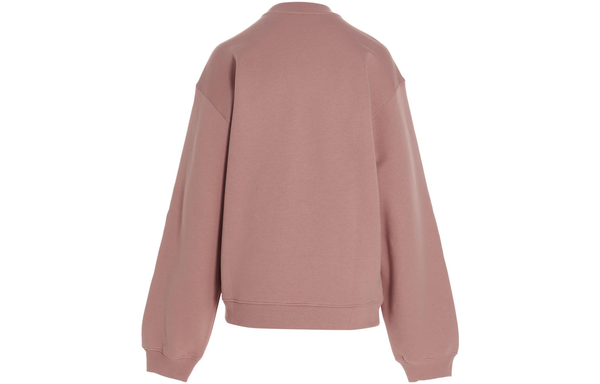 Lookbook (W) Y/Project FW22 Pink Crewneck Pullover Sweatshirt Wanita Logo Sulaman Solid SWEAT48S23SALMON