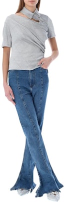 (W) Y/Project SS22 Baju Polo Wanita Kelabu Dengan Rekaan Bahu Terbuka Ruched WPO10-S22-J74 Shop (W) Y/Project SS22 Baju Polo Wanita Kelabu Dengan Rekaan Bahu Terbuka Ruched WPO10-S22-J74