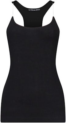 (W) Y/Project SS23 Top Hitam Spaghetti Strap Slim-Fit Camisole. WTOP30-BLACK Order (W) Y/Project SS23 Top Hitam Spaghetti Strap Slim-Fit Camisole. WTOP30-BLACK