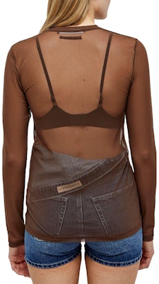 (W) Y/Project YProject Baju Lengan Panjang Coklat dengan Butiran Mesh Lutsinar. TS76S24F310-BROWN Shop (W) Y/Project YProject Baju Lengan Panjang Coklat dengan Butiran Mesh Lutsinar. TS76S24F310-BROWN