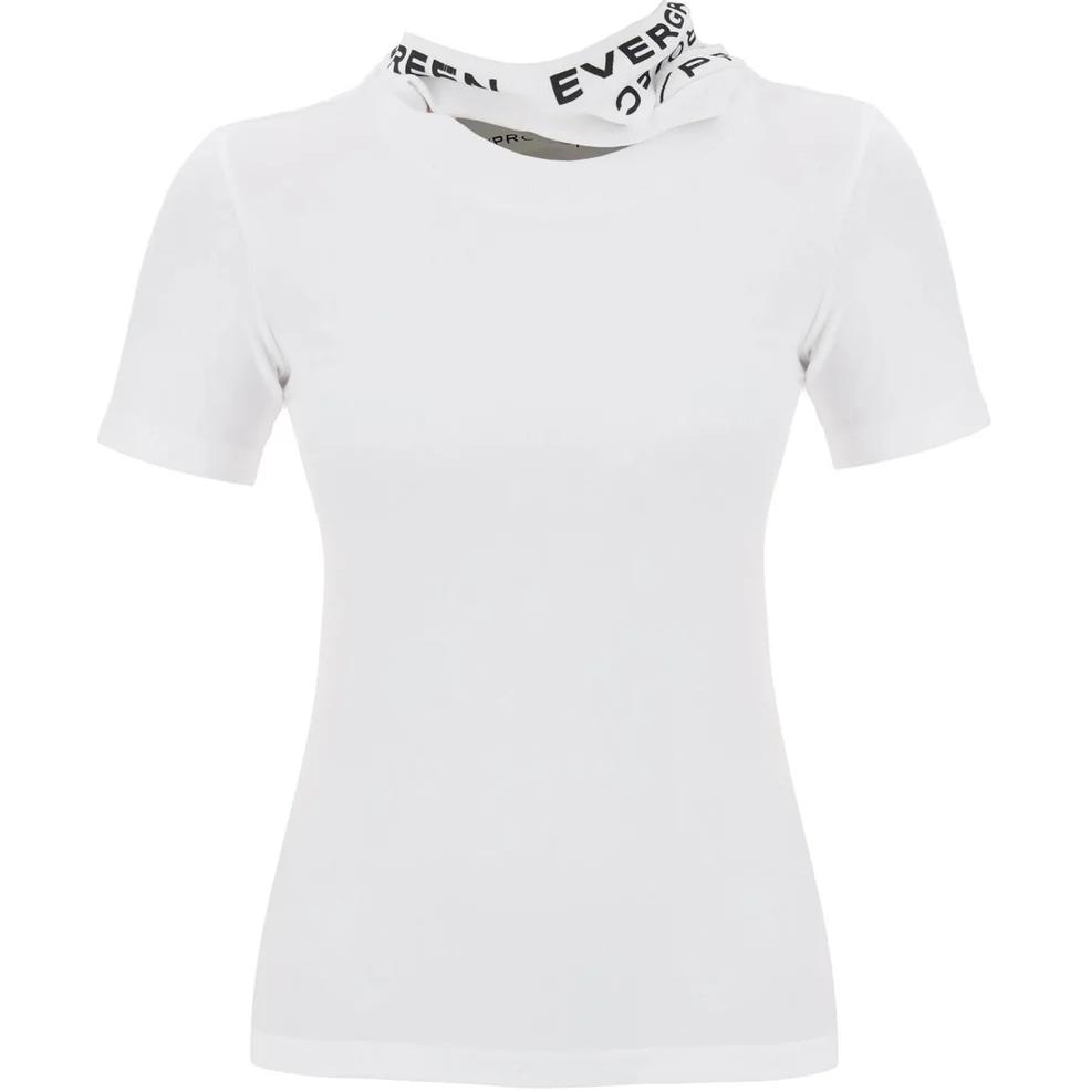 (Women) Y/Project YProject  Slim Fit High-Neck Letter Print White T-Shirt 104TO001J115-EVOPW
