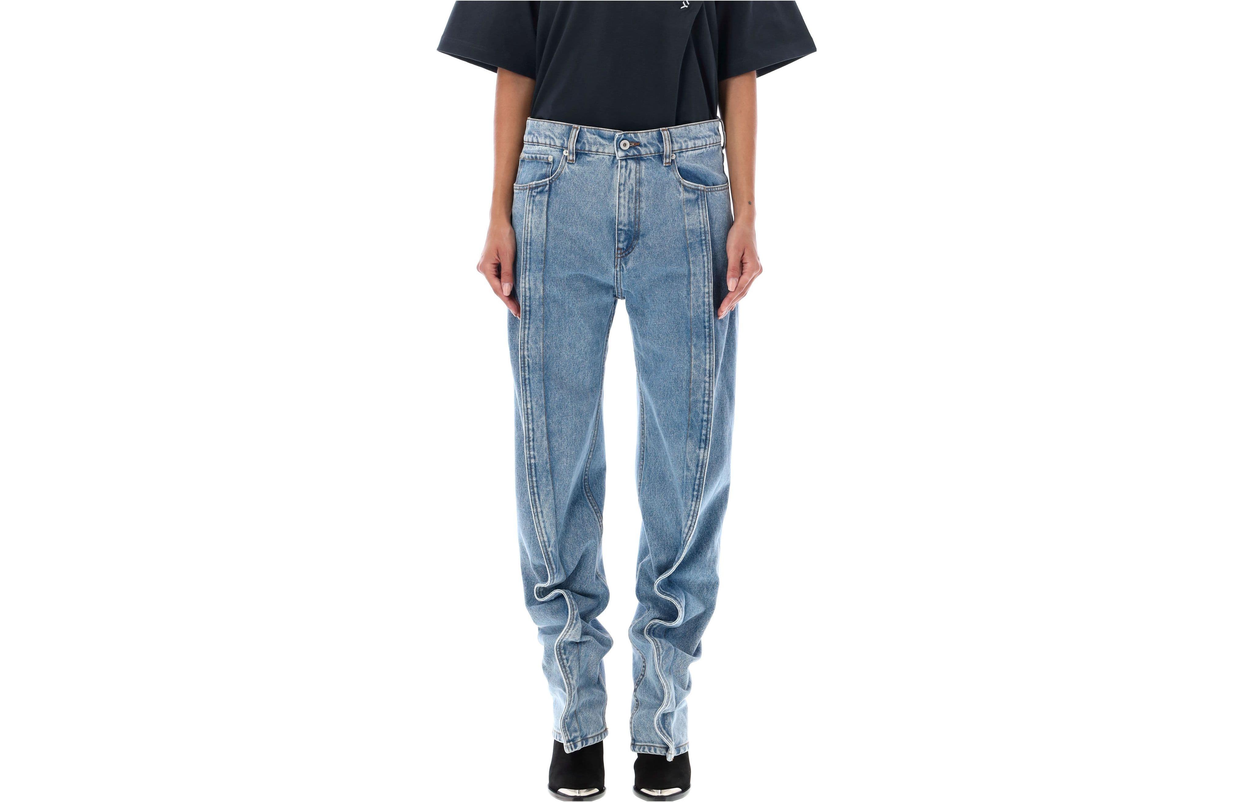 Order (W) Y/Project YProject Seluar Jeans Denim Biru Kasual Kaki Lurus. WJEAN38S25D22BLUE